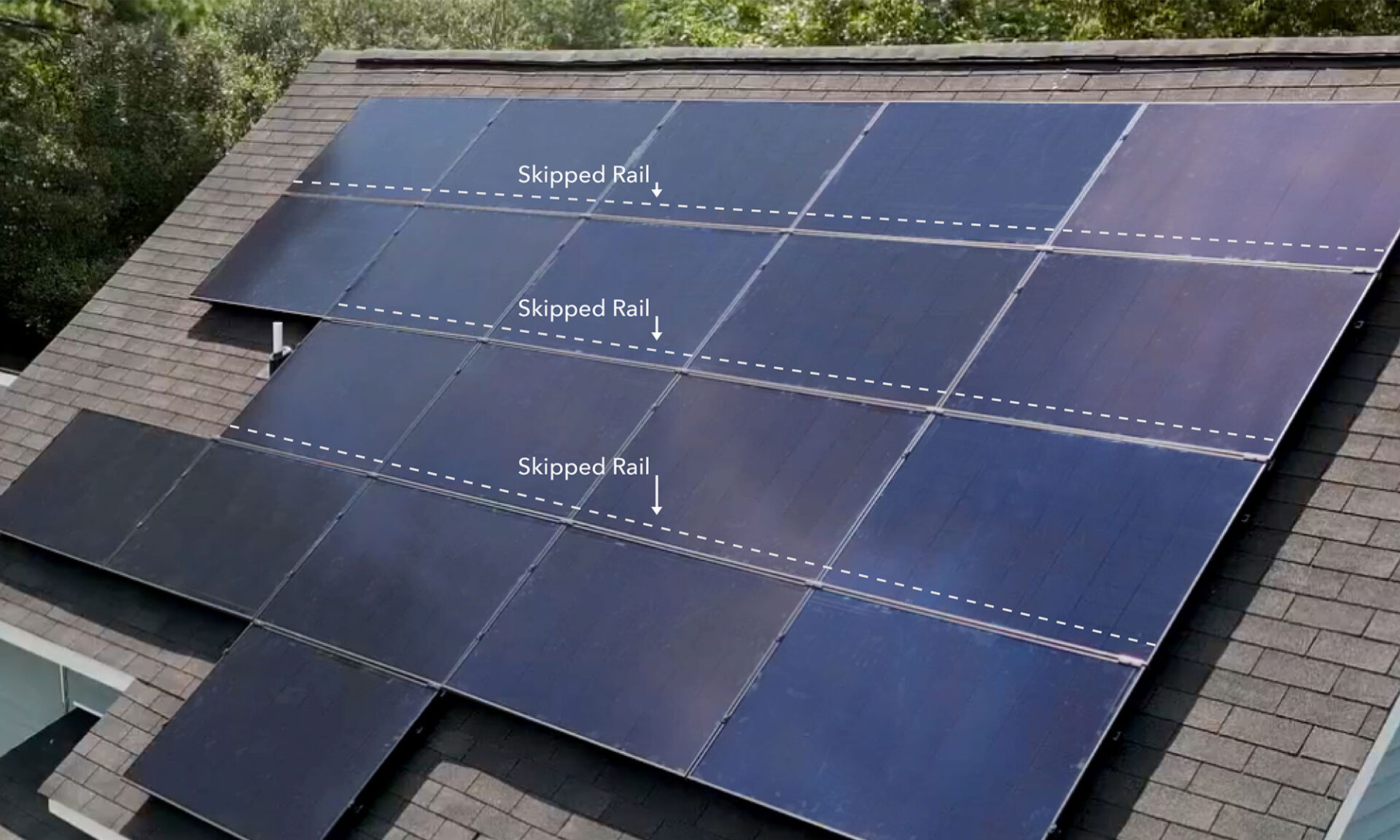 SkipRail array showing skipped rows of rail